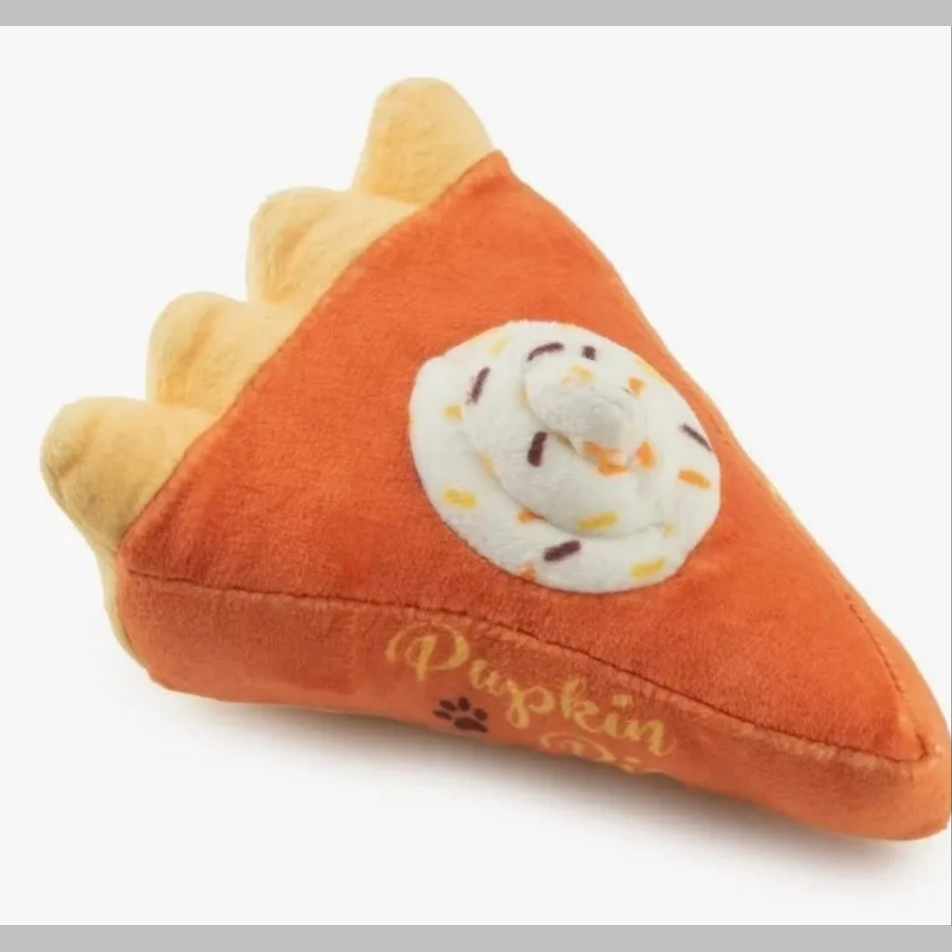 Fun Parody Dog Toy, Pupkin Pie Slice Plush Toy, Squeaky