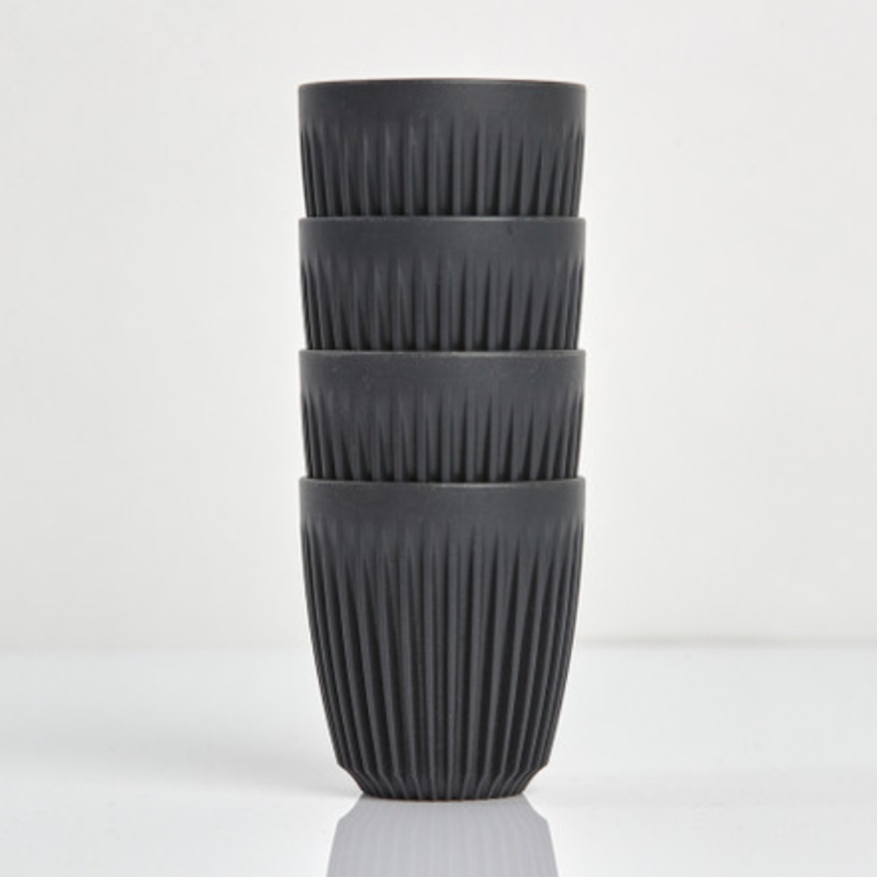 Huskee Reuseable Coffee Cups in Charcoal pack of 4. 8oz