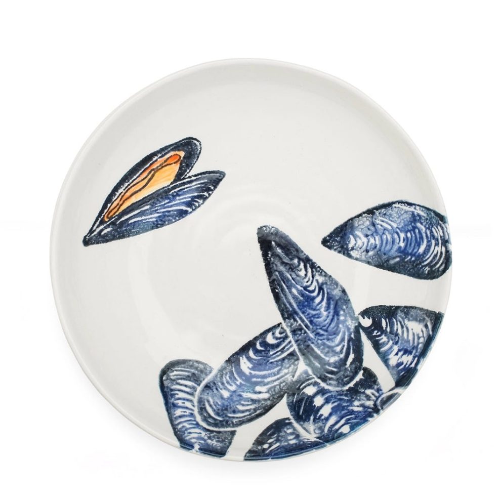 Creatures Mussel Supper Bowl, Ocean Animal Design in Blue
