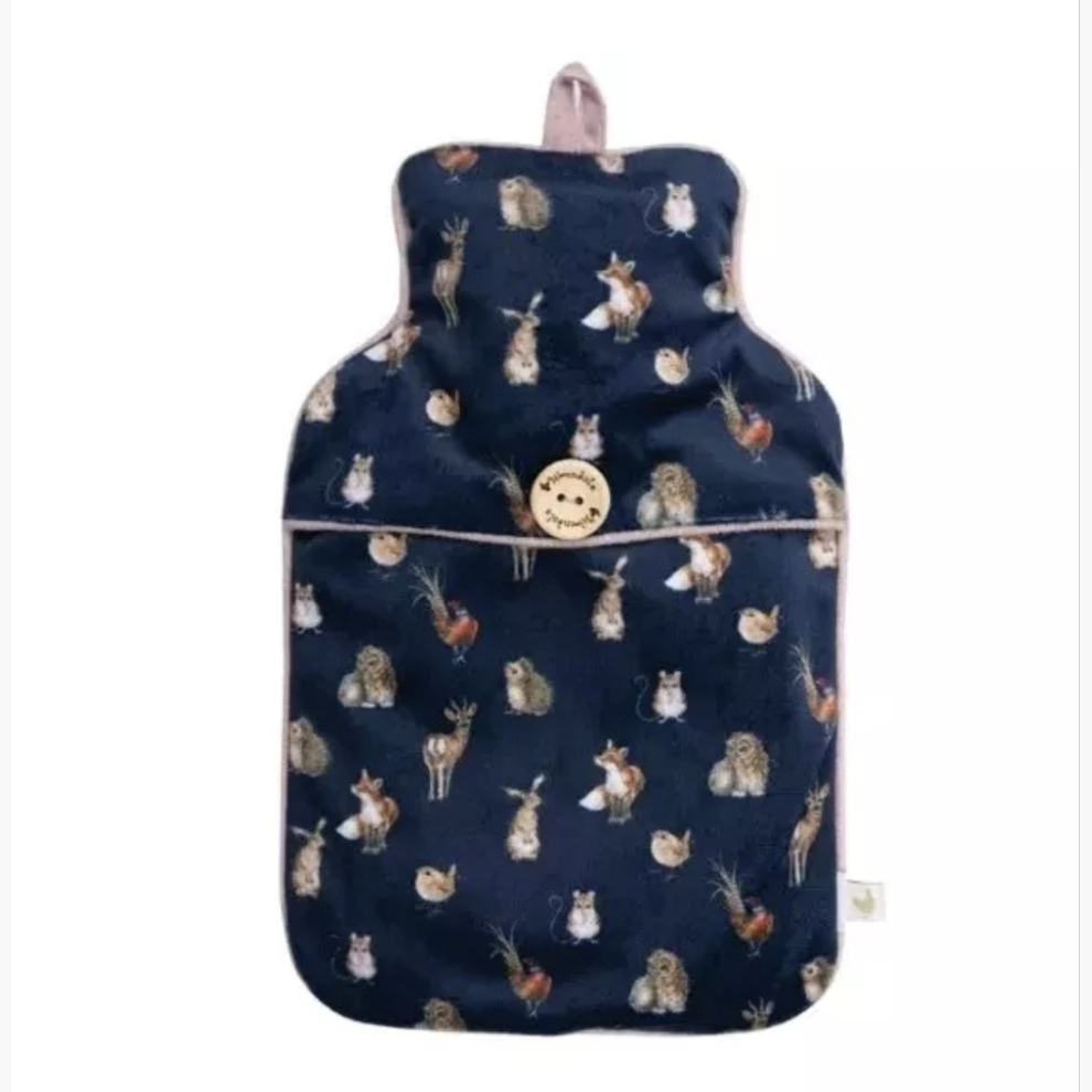 Wrendale Designs 'Woodlanders' Fox Hot Water Bottle With Super Soft Cover.