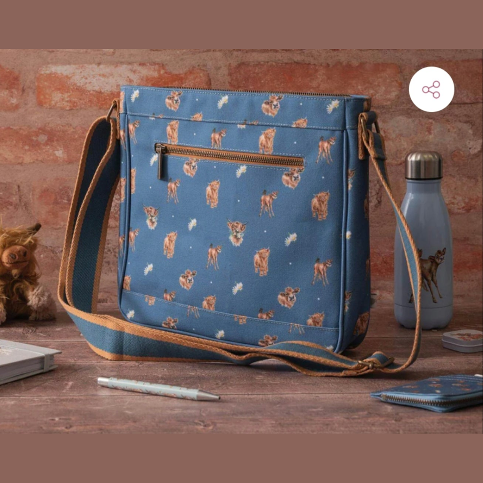 Wrendale Designs 'Farmyard Friends' Cow Cross Body Bag, Everyday Bag