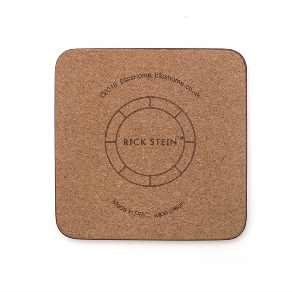 Rick Stein Coasters. Set of 4 Cork Coasters. Coves of Cornwall Collection