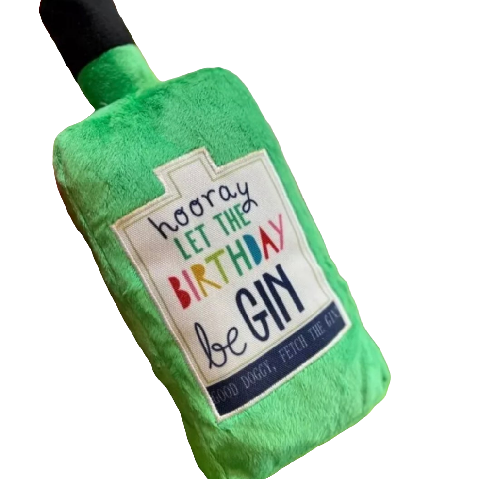 Fun Parody Plush Birthday Gin Bottle Dog Toy, Size Large
