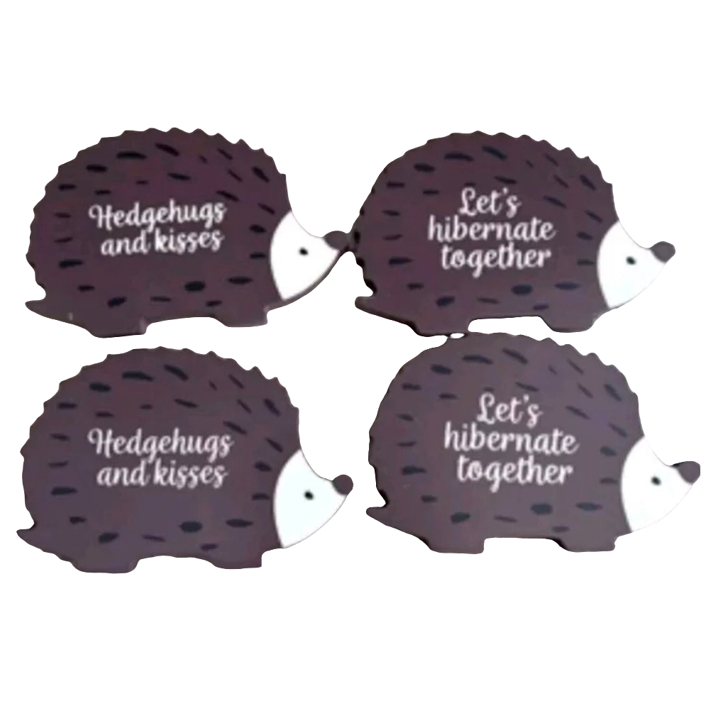 Set Of 4 Painted Wooden Hedgehog Coasters