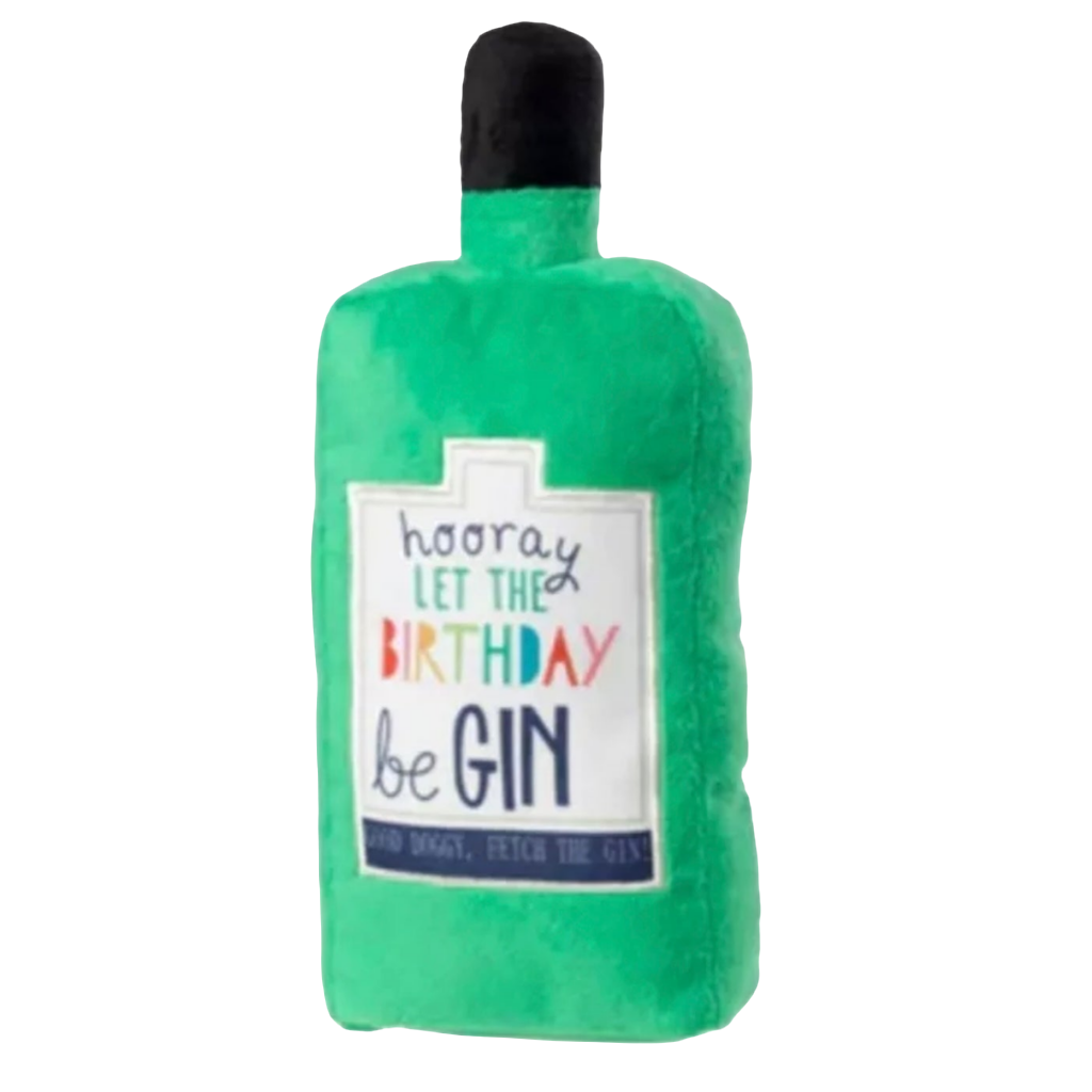 Fun Parody Plush Birthday Gin Bottle Dog Toy, Size Large