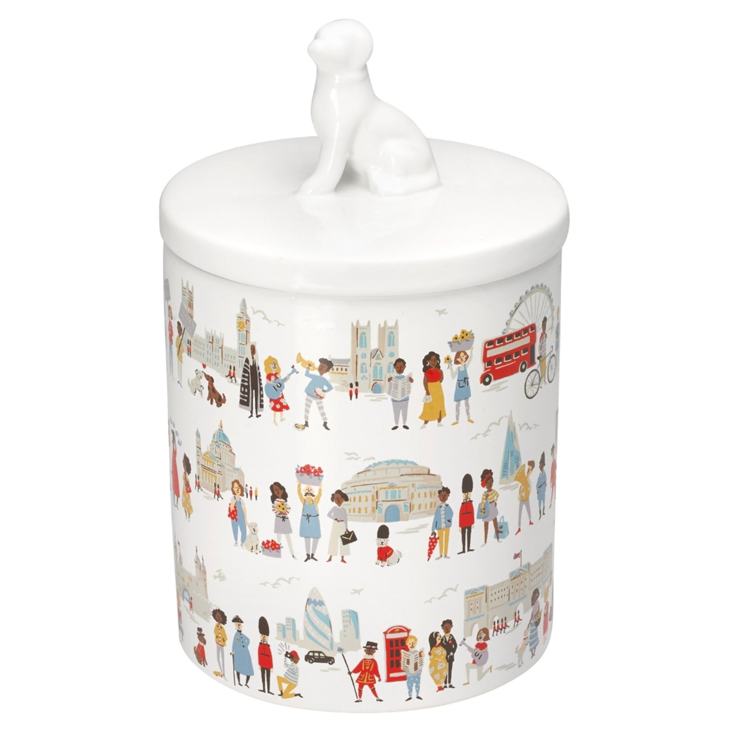 Cath Kidston Ceramic Pet Treat Jar with Lid. London Scene