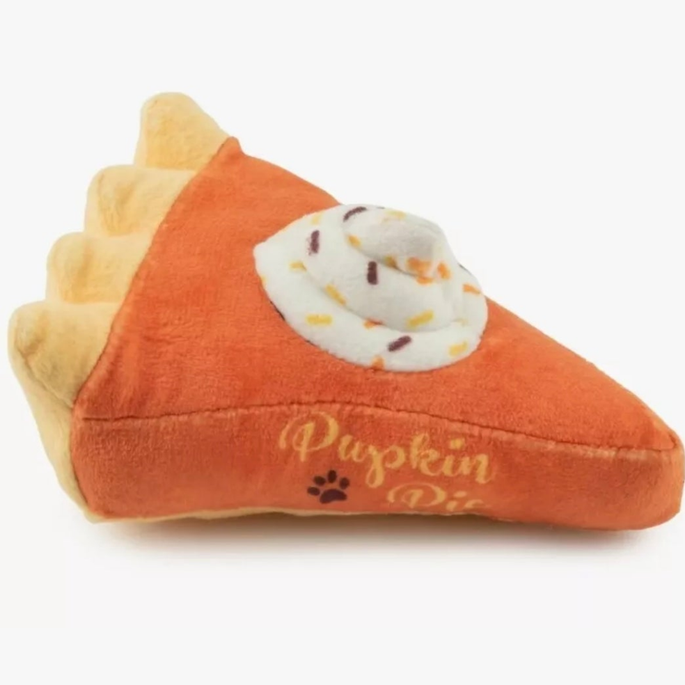 Fun Parody Dog Toy, Pupkin Pie Slice Plush Toy, Squeaky