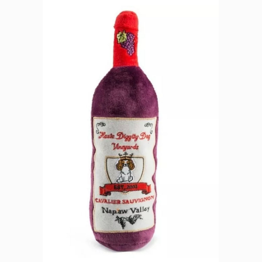 Fun Parody Dog Toy, Cavalier Sauvignon Bottle Toy, Plush Dog Toy, Squeaky