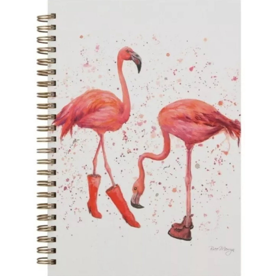 Felicity & Flora Flamingos Spiral Bound Notebook A5 size. By Bree Merryn