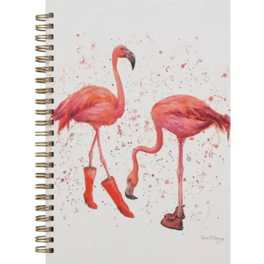 Felicity & Flora Flamingos Spiral Bound Notebook A5 size. By Bree Merryn