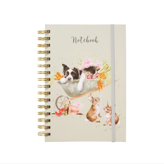 Wrendale Designs A5 'Sleeping On The Job' Border Collie & Rabbit Spiral Notebook