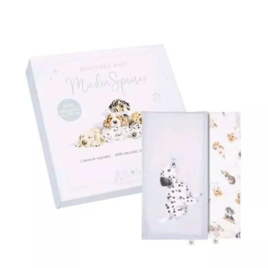Wrendale Designs 'Little Paws' Dog Muslin Gift Set. Brand New Collection