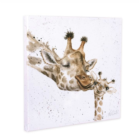 Wrendale Designs 'First Kiss' Giraffe Canvas Print. Medium 50cm Square