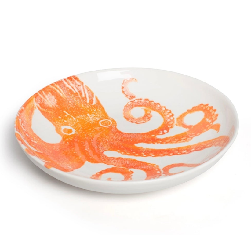 Creatures Octopus Supper Bowl, Ocean Animal Design Ceramic Bowl, Orange