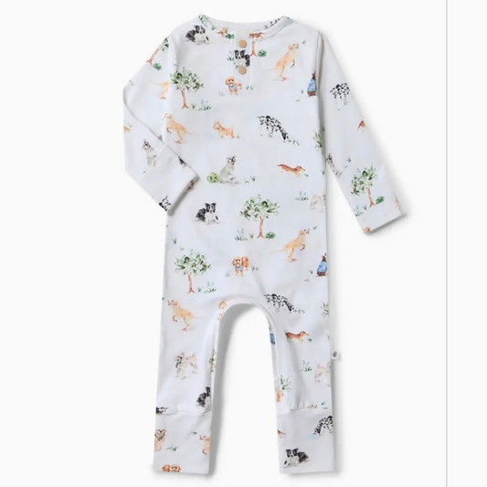 Snuggle Hunny Dog Park Organic Growsuit, 0 - 3 Months