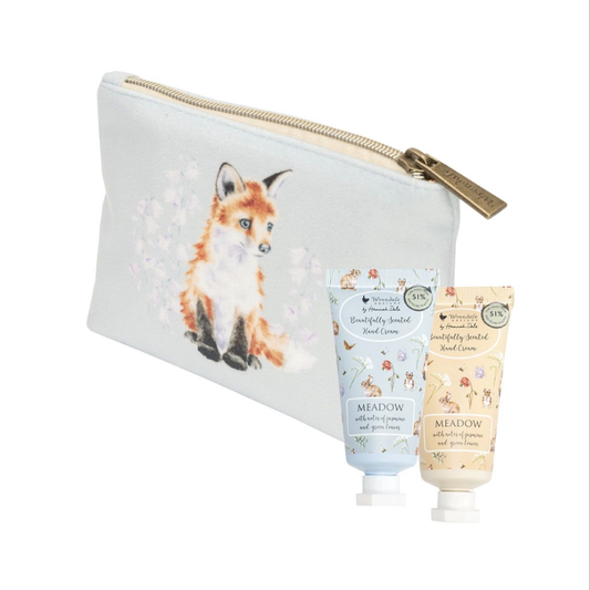 Wrendale Designs Small Hand Cream Gift Set in pouch.'Meadow' Rabbit & Fox