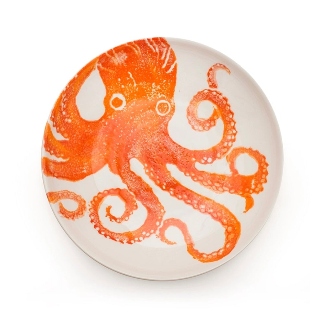 Creatures Octopus Supper Bowl, Ocean Animal Design Ceramic Bowl, Orange
