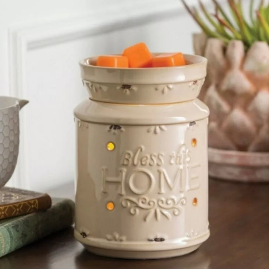 Ceramic Bless this Home Electric Wax Melter/ Aroma Lamp 12cm