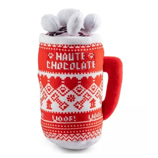 Fun Parody Dog Toy, Haute Chocolate Mug Plush Dog Toy, Squeaky