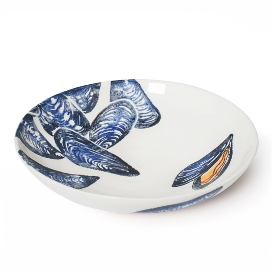 Creatures Mussel Supper Bowl, Ocean Animal Design in Blue