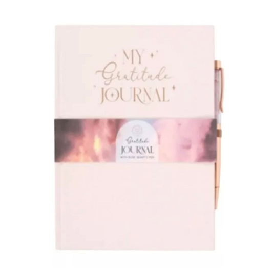 Gratitude Journal With Rose Quartz Pen. 21cm 'My Gratitude Journal'