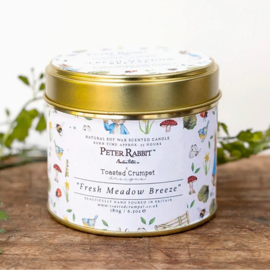 Peter Rabbit 'Fresh Meadow Breeze' Candle in a matt Gold Tin