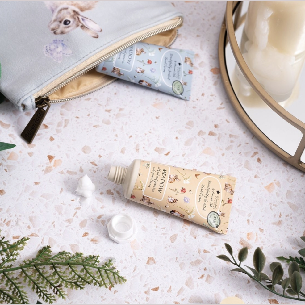 Wrendale Designs Small Hand Cream Gift Set in pouch.'Meadow' Rabbit & Fox