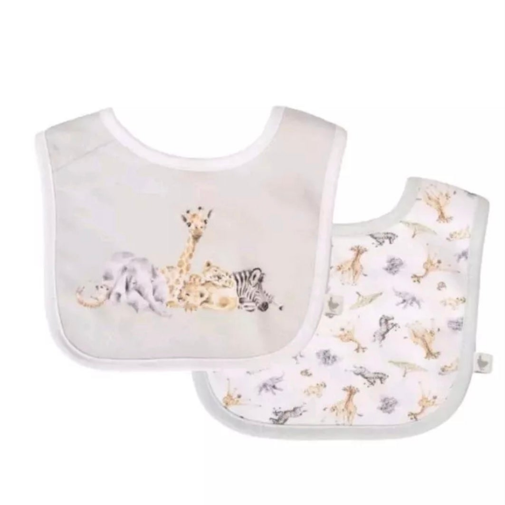 Wrendale Designs 'Little Savannah' African Animals Bib Gift Set. 2 Pack Of Bibs