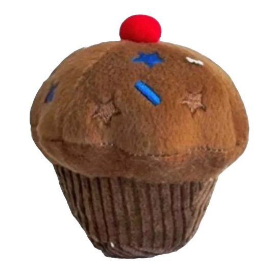 Fun Plush Dog Toy, Vanilla Scented Cupcake Squeaky Doggie Toy