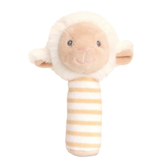 Keeleco Lullaby Lamb Stick Rattle. Keel Toys. 14cm