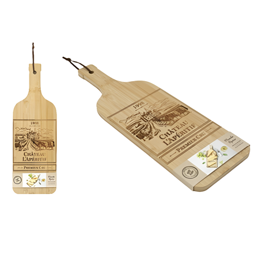 Bamboo Serving Board Shaped Like A  Wine Bottle 17 X 50cm