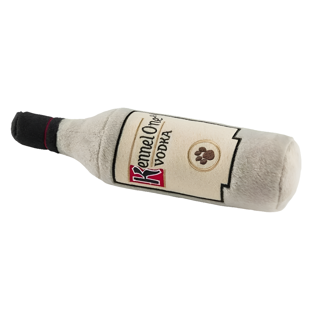 Fun Parody Dog Toy, Kennel One Vodka Bottle Toy, Plush Dog Toy, Squeaky