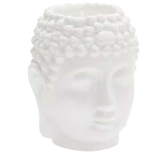 Buddha Face Candle, 13cm in White