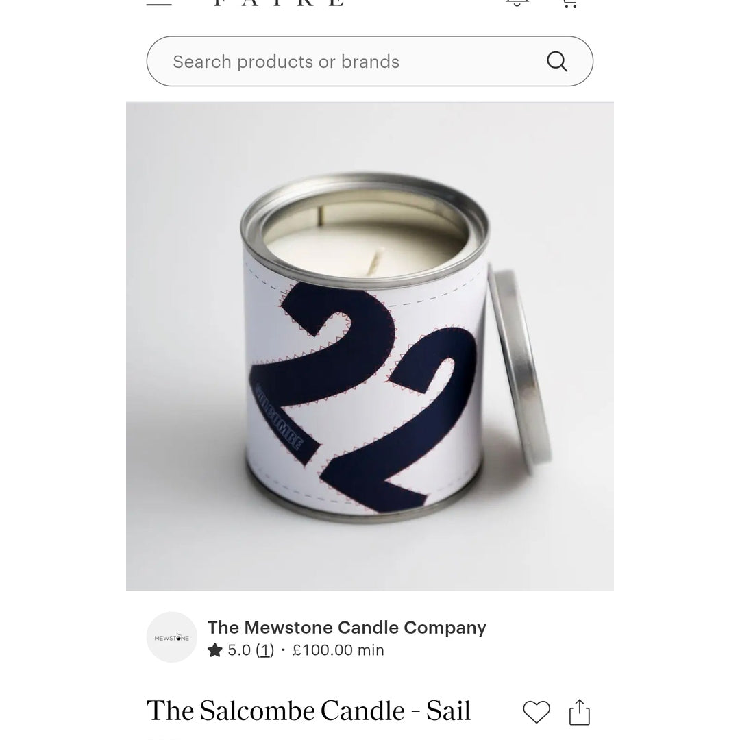 The Mewstone Candle Company. 'Beach Hut' The Salcombe Candle